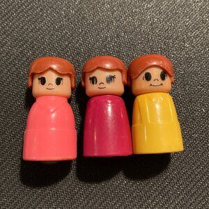 Vintage 1970s Tomy Playrail Rolling People Figures Merry Go Train Lot of 3